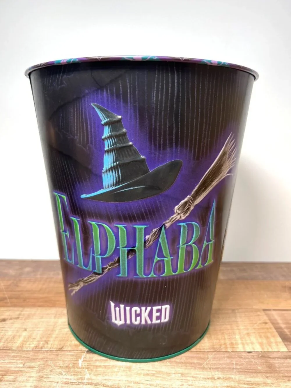 Wicked Elphaba Collectible Popcorn Bucket 130 Oz Tin With Colorful Design